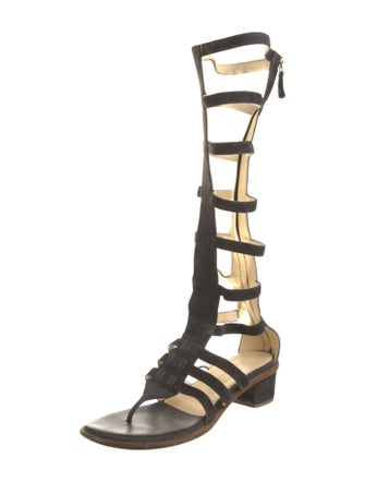 Chanel Interlocking CC Logo Suede Gladiator Sandals