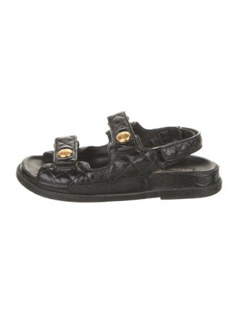 Chanel Interlocking CC Logo Leather Slingback Sandals