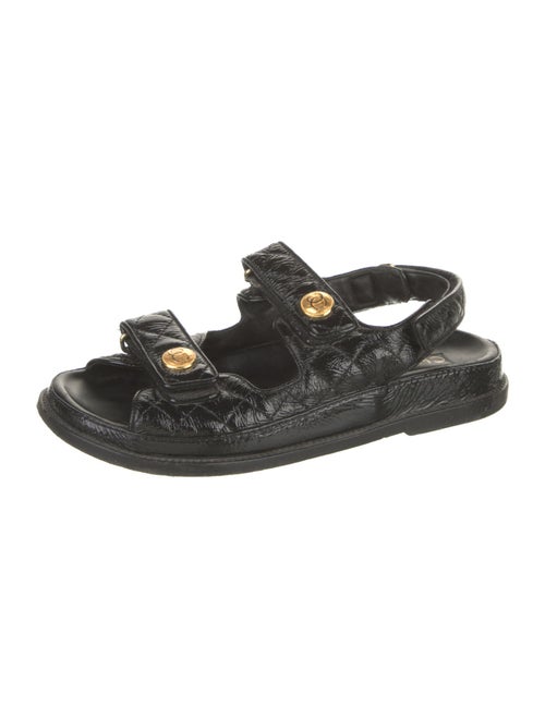 Chanel Interlocking CC Logo Leather Slingback Sandals
