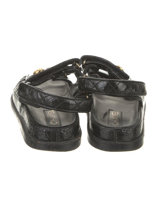 Chanel Interlocking CC Logo Leather Slingback Sandals