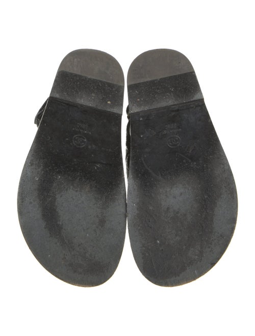 Chanel Interlocking CC Logo Leather Slingback Sandals