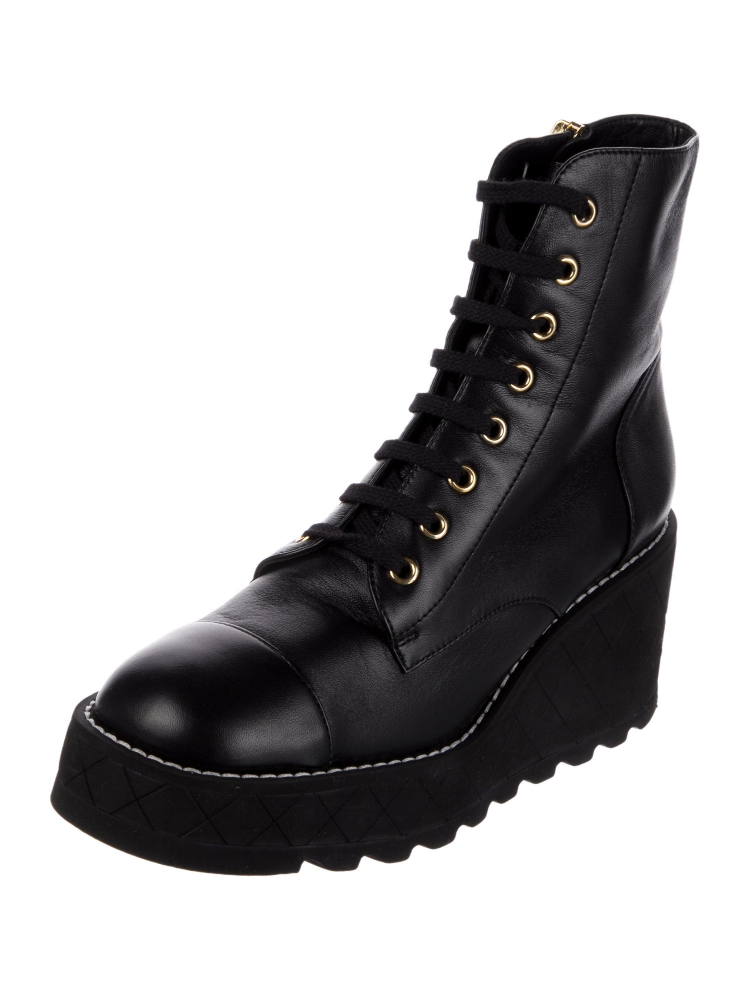 Chanel 2024 Interlocking CC Logo Combat Boots