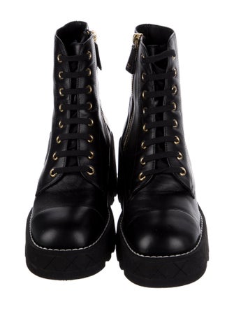 Chanel 2024 Interlocking CC Logo Combat Boots