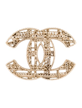Chanel Chain Tweed CC Brooch