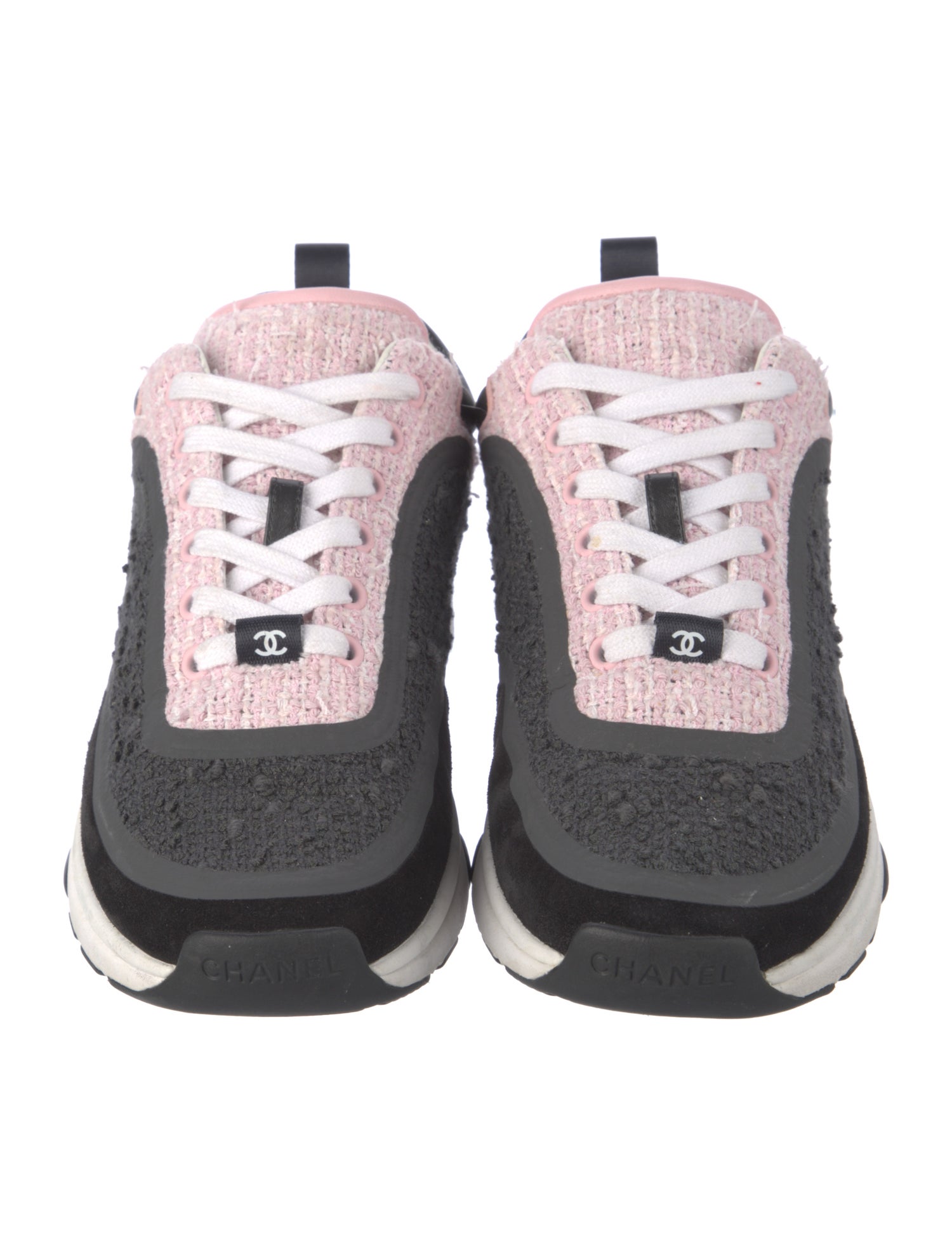 Chanel Interlocking CC Logo Tweed Athletic Sneakers