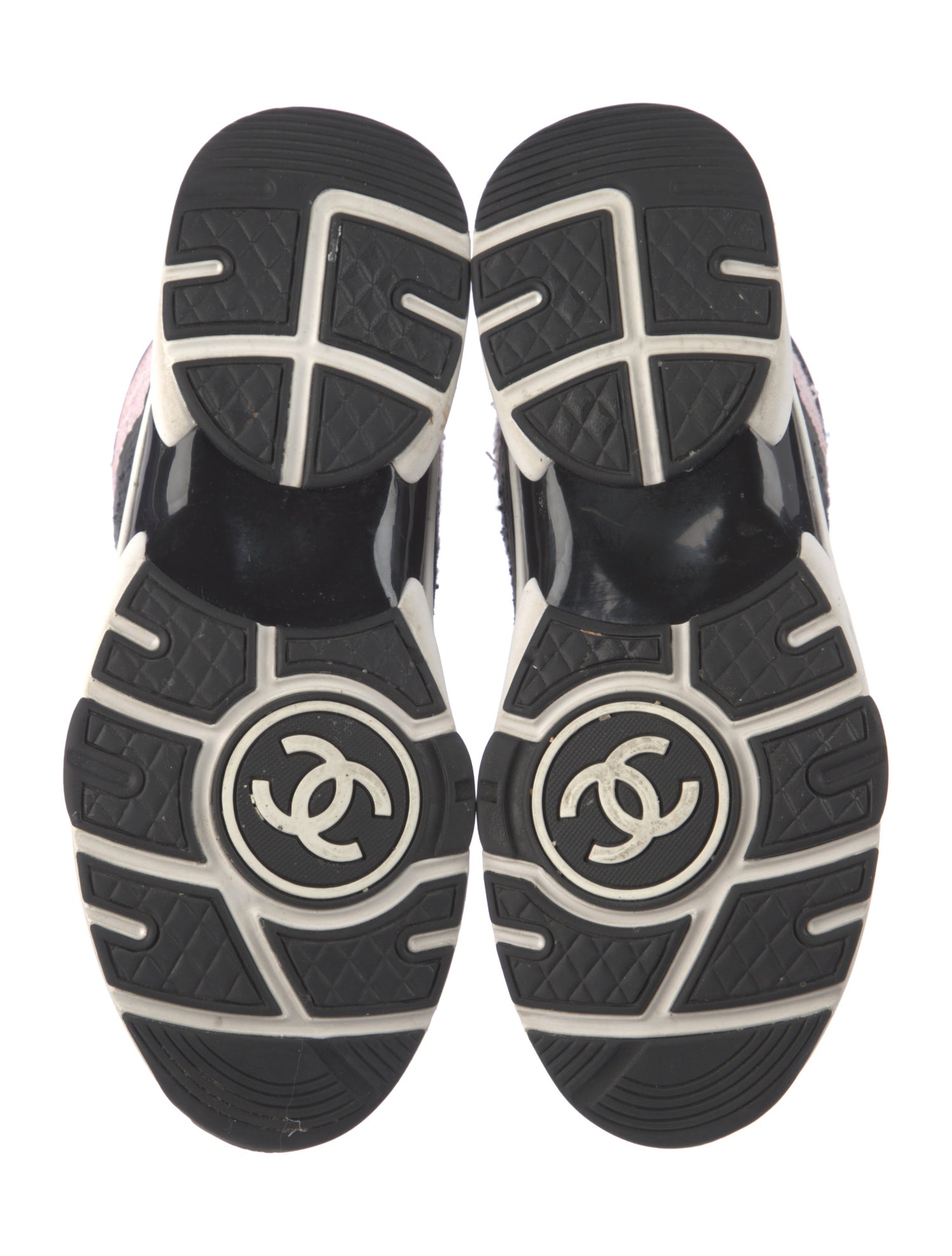 Chanel Interlocking CC Logo Tweed Athletic Sneakers