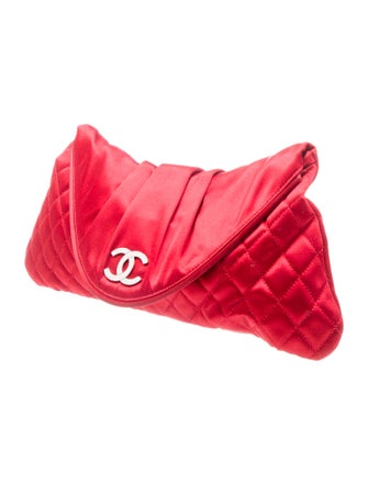 Chanel Satin Quilted Half Moon Clutch