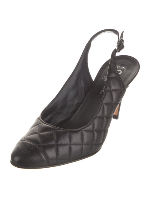 Chanel Interlocking CC Logo Leather Slingback Pumps