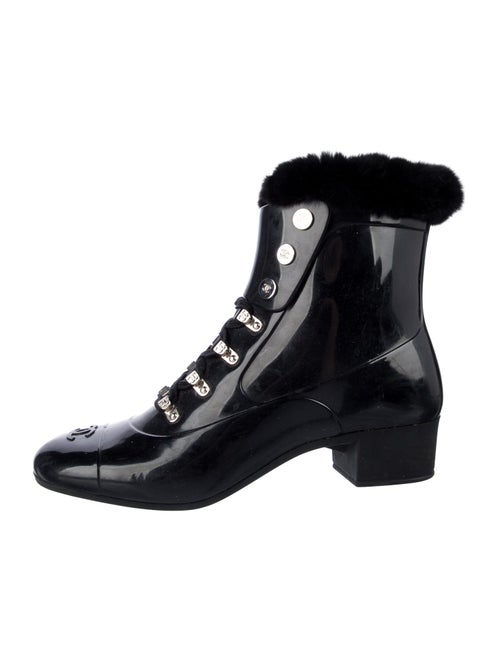 Chanel Interlocking CC Logo PVC Combat Boots