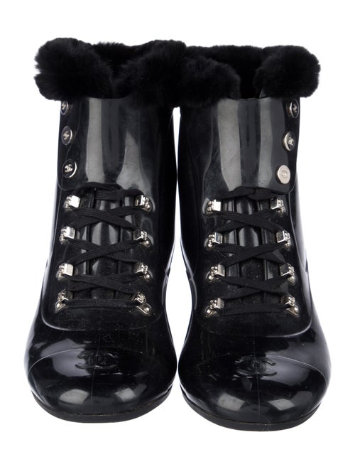 Chanel Interlocking CC Logo PVC Combat Boots
