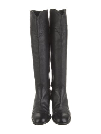 Chanel Interlocking CC Logo Leather Riding Boots