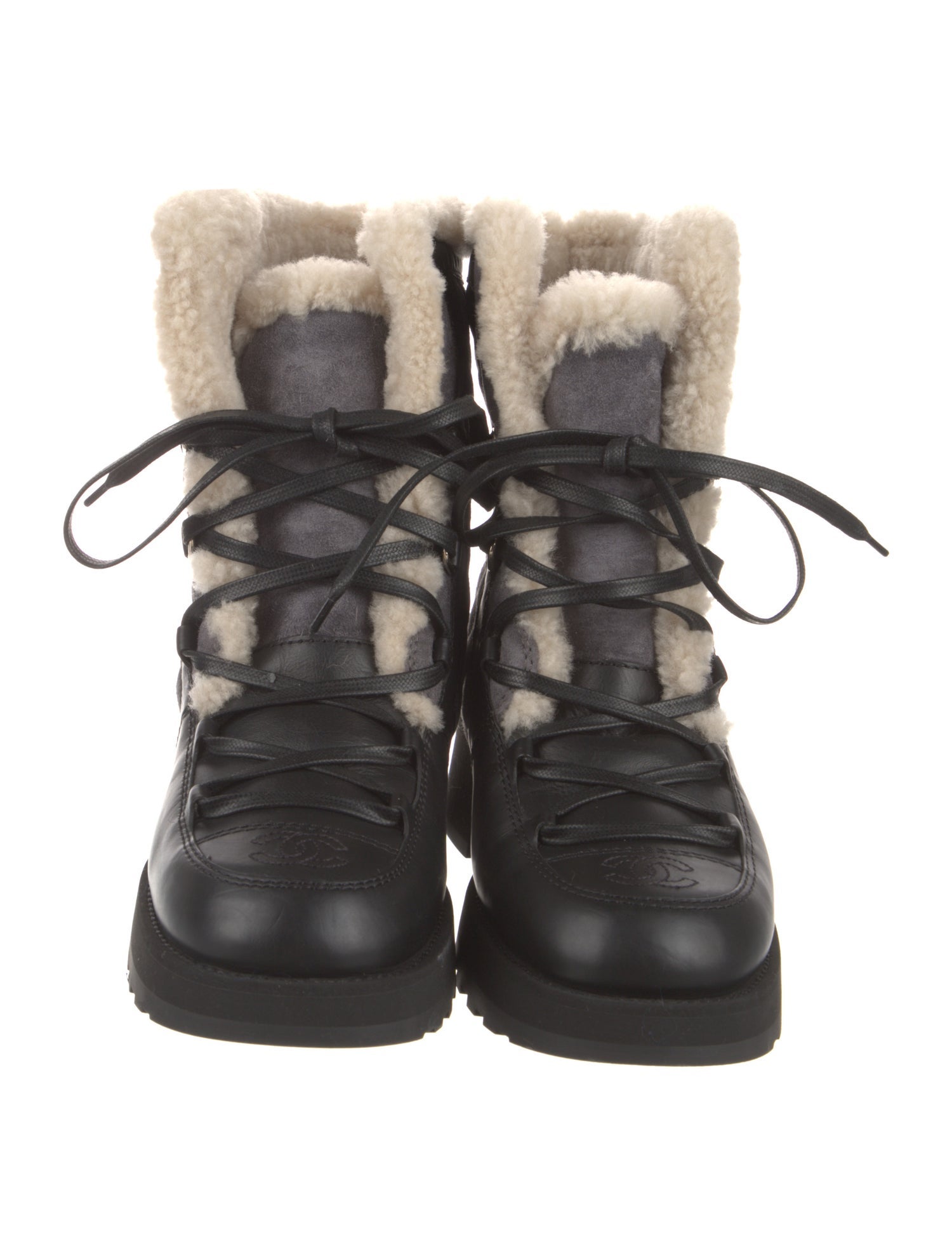 Chanel 2021 Interlocking CC Logo Lace-Up Boots