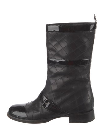 Chanel Interlocking CC Logo Leather Moto Boots