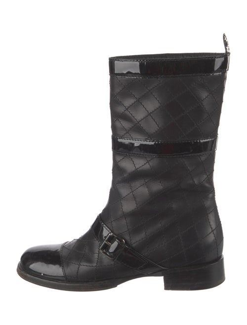 Chanel Interlocking CC Logo Leather Moto Boots