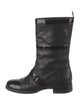 Chanel Interlocking CC Logo Leather Moto Boots