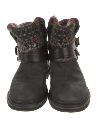 Chanel Interlocking CC Logo Leather Rain Boots