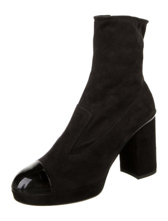 Chanel Interlocking CC Logo Suede Boots