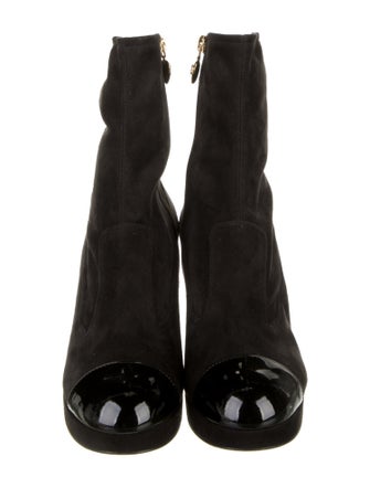 Chanel Interlocking CC Logo Suede Boots