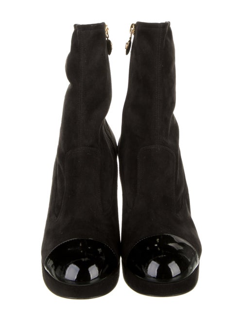Chanel Interlocking CC Logo Suede Boots