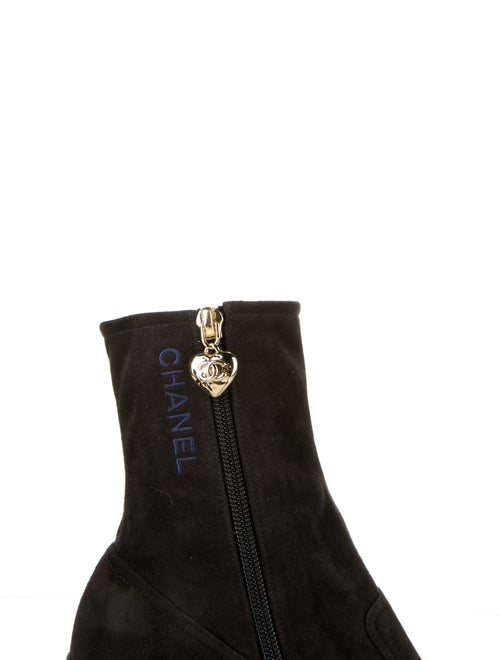 Chanel Interlocking CC Logo Suede Boots