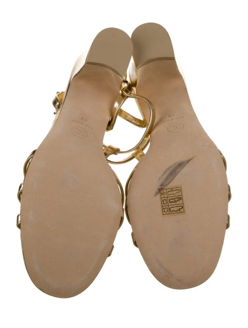 Chanel Interlocking CC Logo Leather T-Strap Sandals