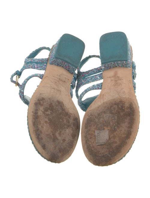 Chanel Interlocking CC Logo Tweed Slingback Sandals