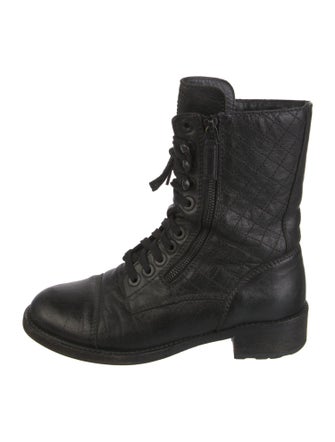 Chanel 2014 Interlocking CC Logo Combat Boots