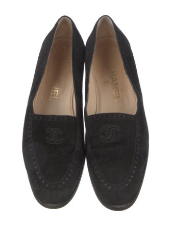 Chanel Interlocking CC Logo Suede Loafers