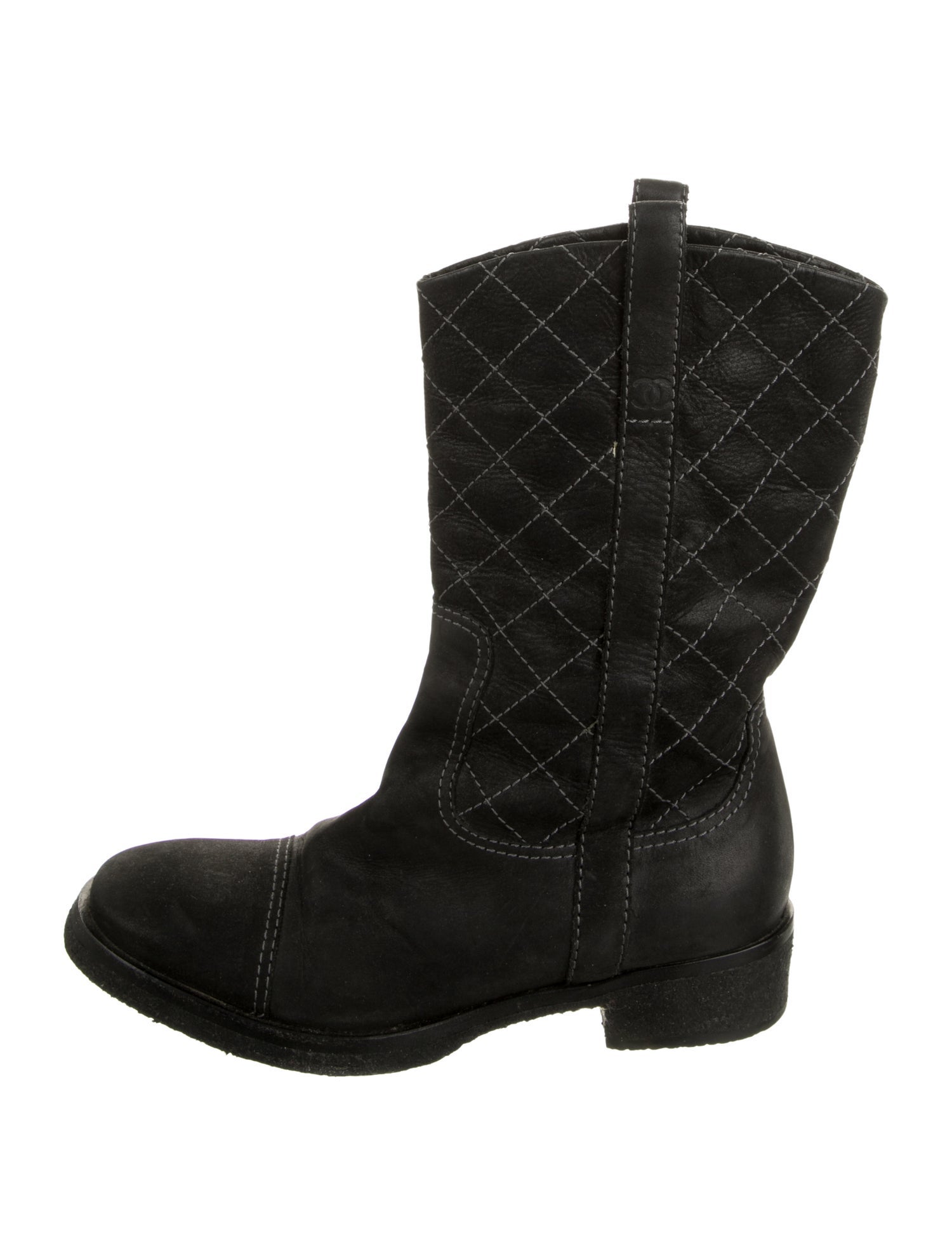 Chanel 2005 Interlocking CC Logo Moto Boots