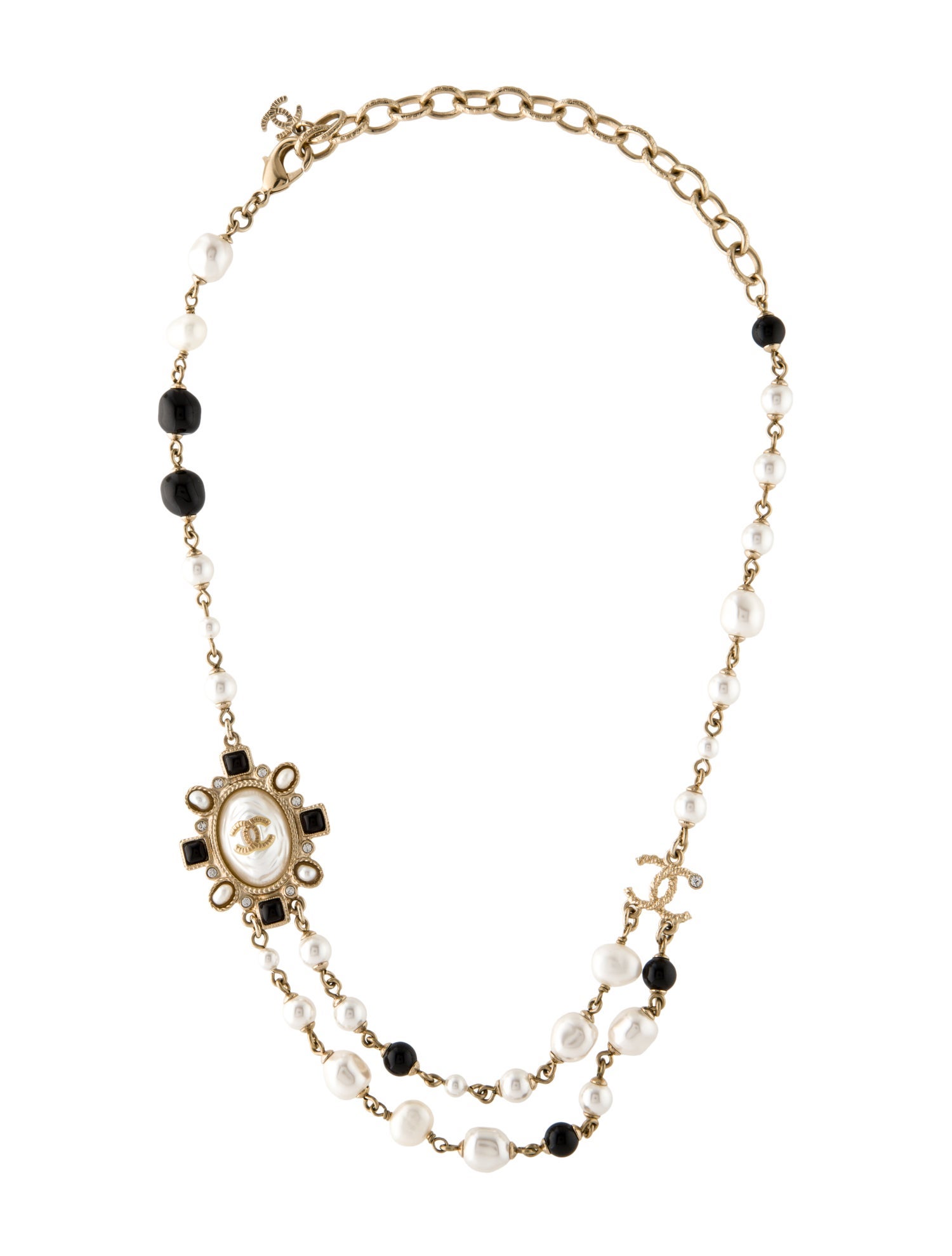 Chanel Faux Pearl, Strass & Resin Bead Strand Necklace