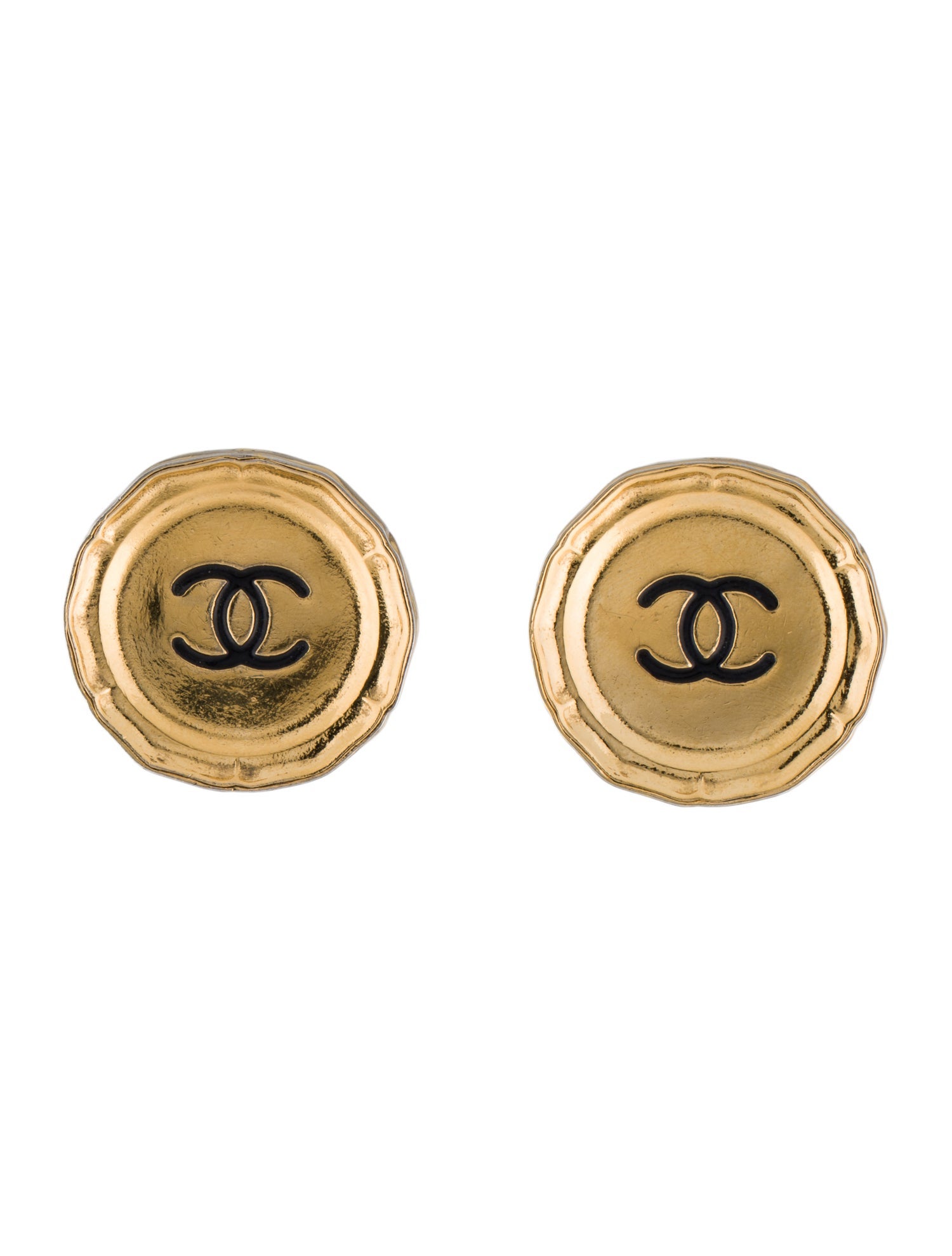 Chanel Vintage Enamel CC Clip-On Earrings