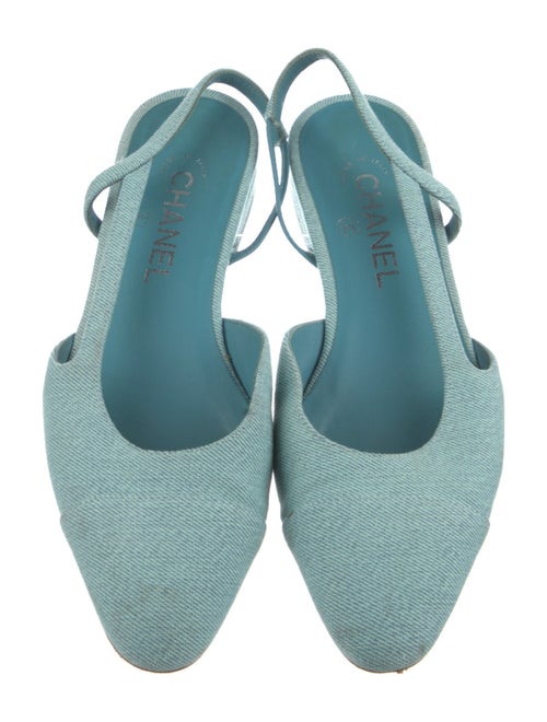 Chanel Interlocking CC Logo Denim Slingback Flats