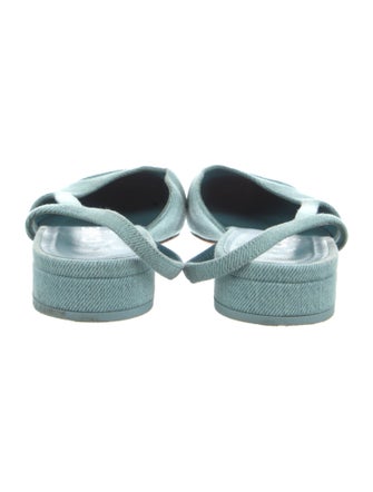 Chanel Interlocking CC Logo Denim Slingback Flats