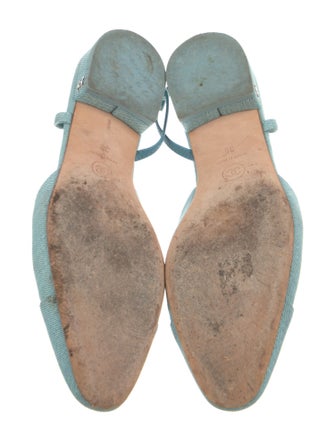 Chanel Interlocking CC Logo Denim Slingback Flats