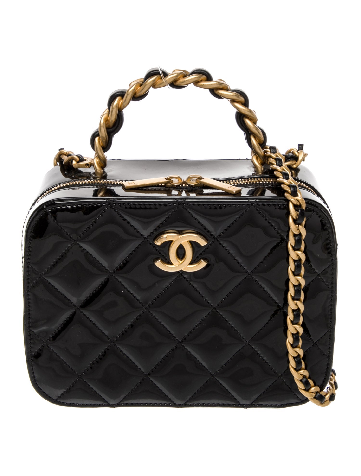 Chanel Patent Quilted Vanity Case