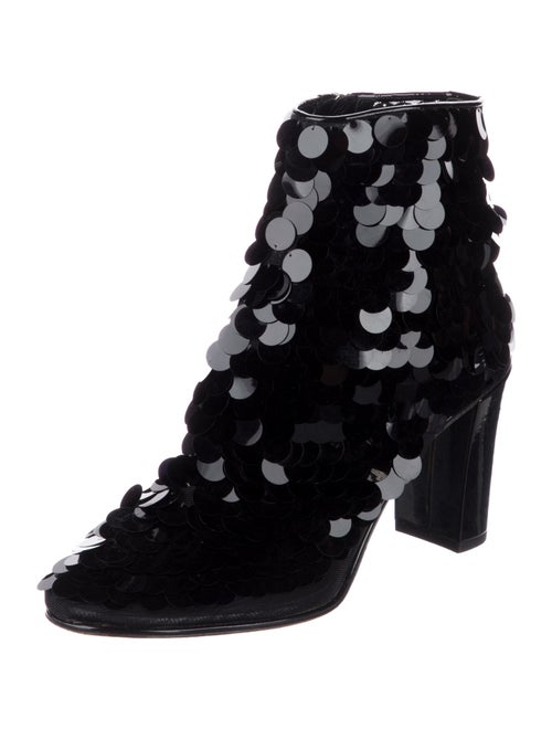 Chanel Interlocking CC Logo Sequins Lace-Up Boots