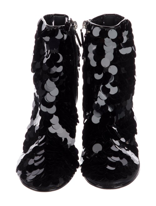 Chanel Interlocking CC Logo Sequins Lace-Up Boots