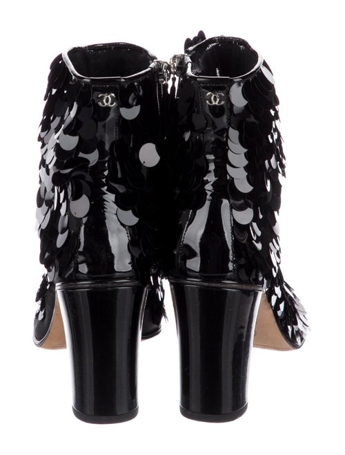 Chanel Interlocking CC Logo Sequins Lace-Up Boots