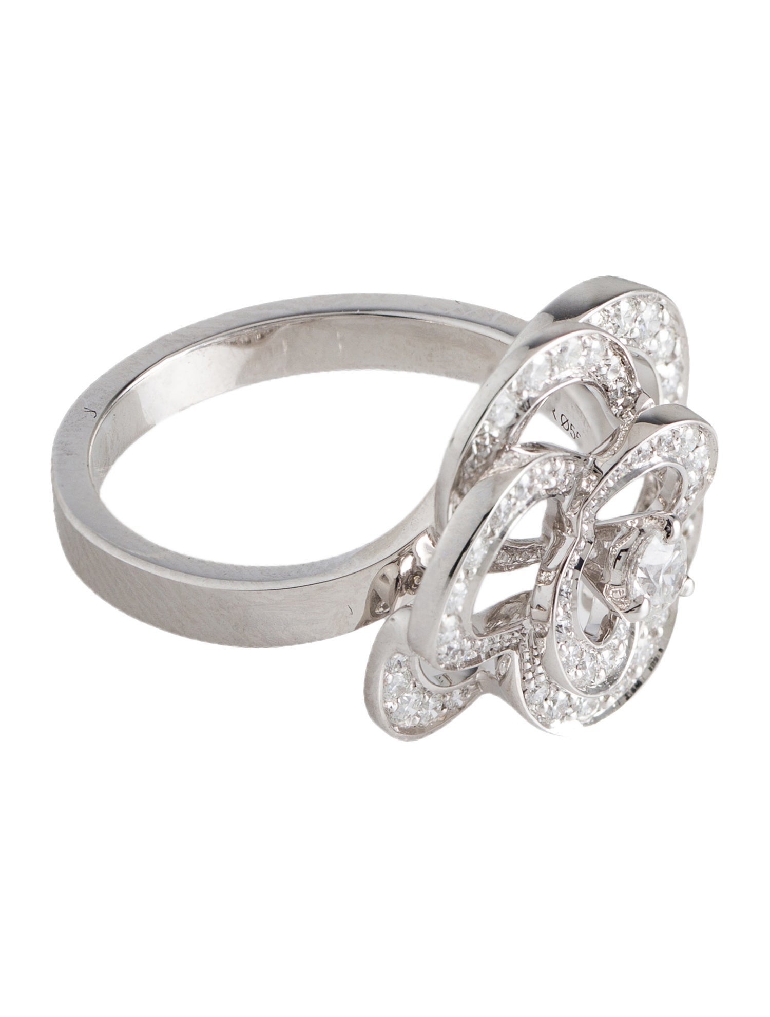 Chanel 18K Diamond Fil De Camelia Medium Version Cocktail Ring