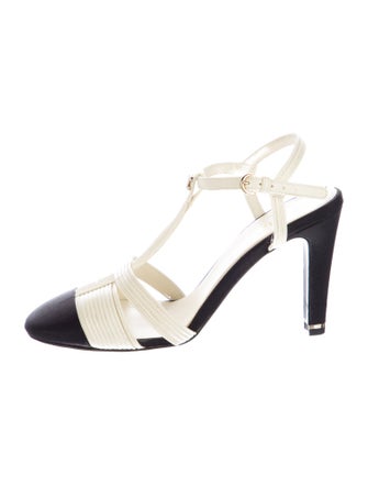 Chanel Interlocking CC Logo Leather T-Strap Pumps
