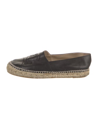 Chanel Interlocking CC Logo Leather Espadrilles