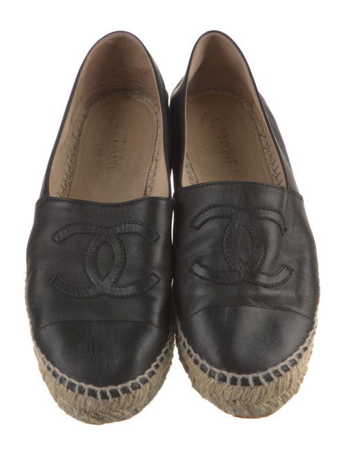 Chanel Interlocking CC Logo Leather Espadrilles