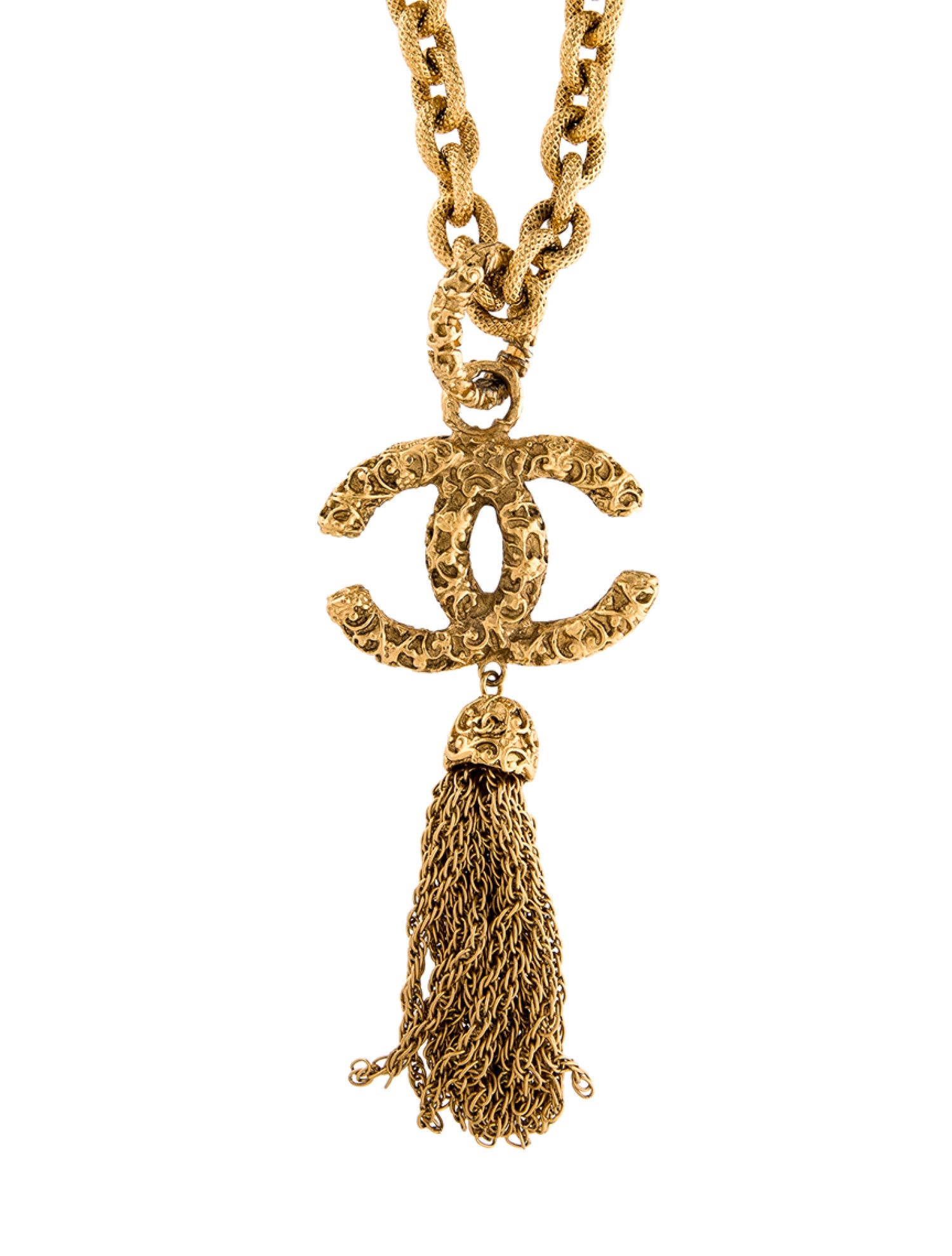 Chanel Vintage CC Tassel Pendant Necklace