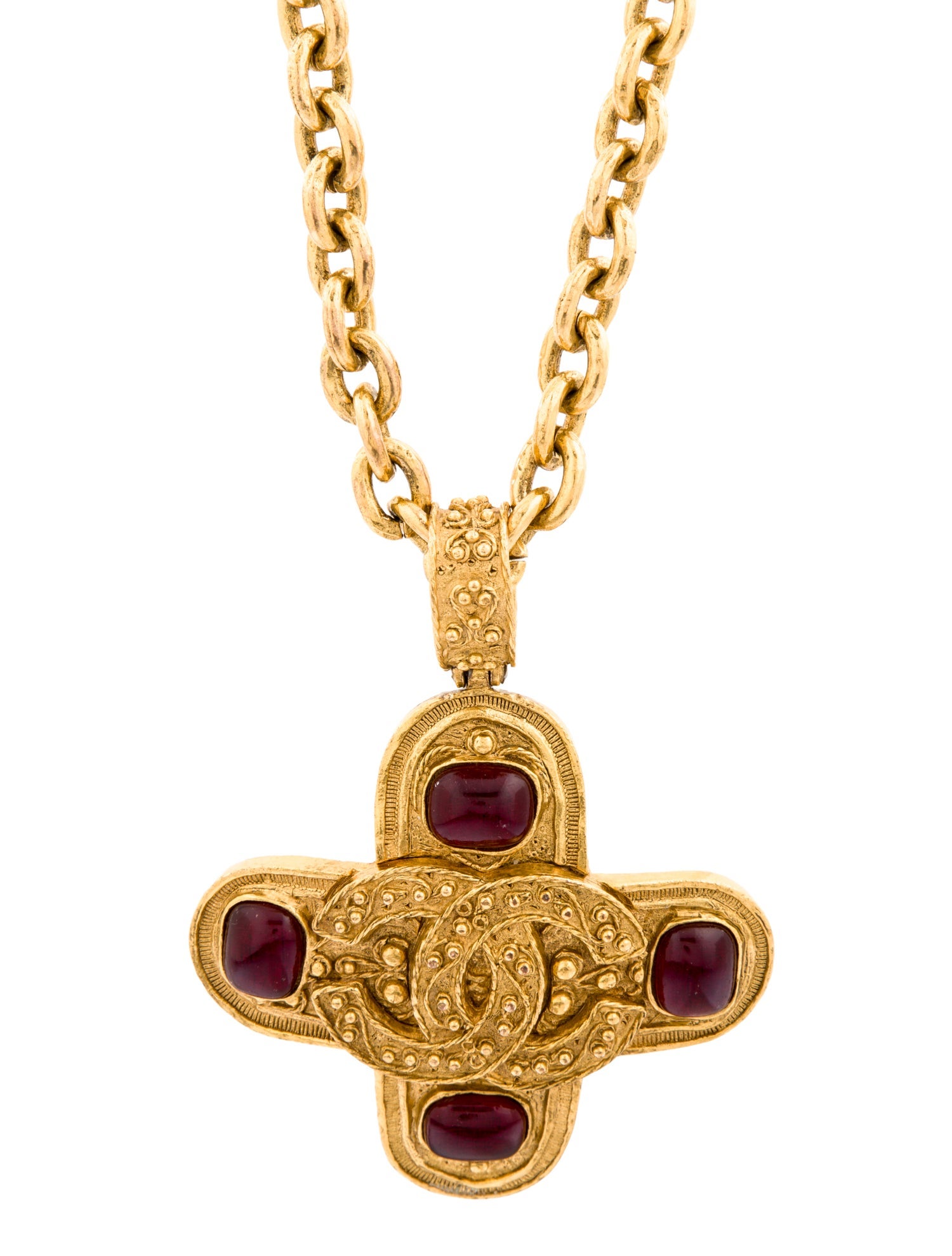 Chanel Vintage Gripoix CC Cross Pendant Necklace