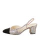 Chanel Interlocking CC Logo Grosgrain Trim Slingback Pumps