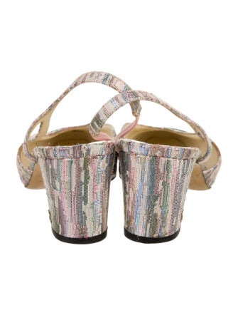 Chanel Interlocking CC Logo Grosgrain Trim Slingback Pumps