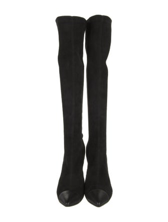 Chanel Interlocking CC Logo Suede Boots