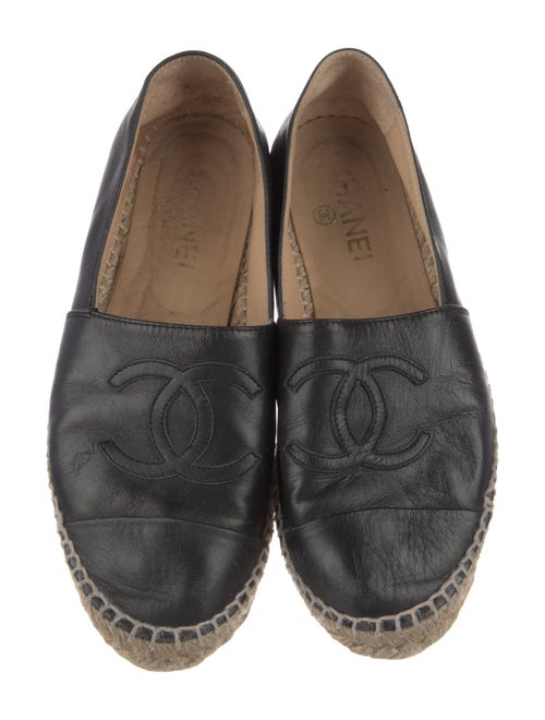 Chanel Interlocking CC Logo Leather Espadrilles