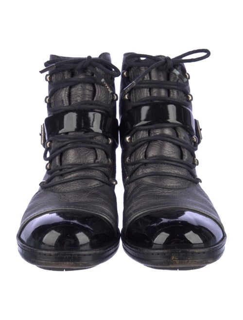 Chanel Interlocking CC Logo Leather Combat Boots