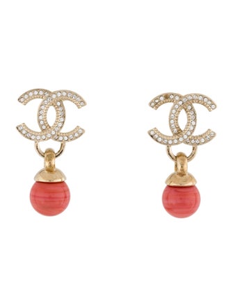 Chanel 2022 Resin & Stras CC Drop Earrings